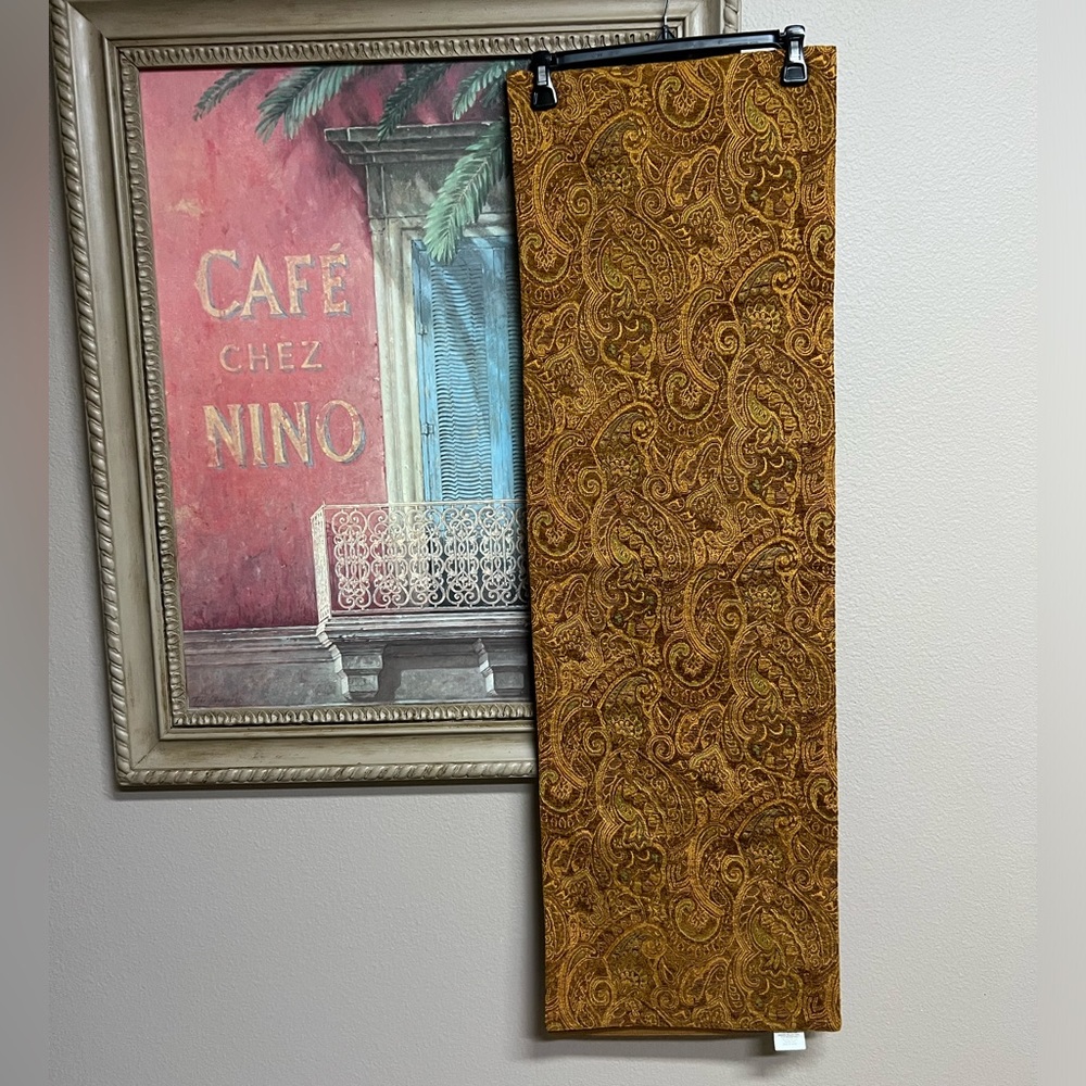 Crate&Barrel Gold Paisley Table Runner